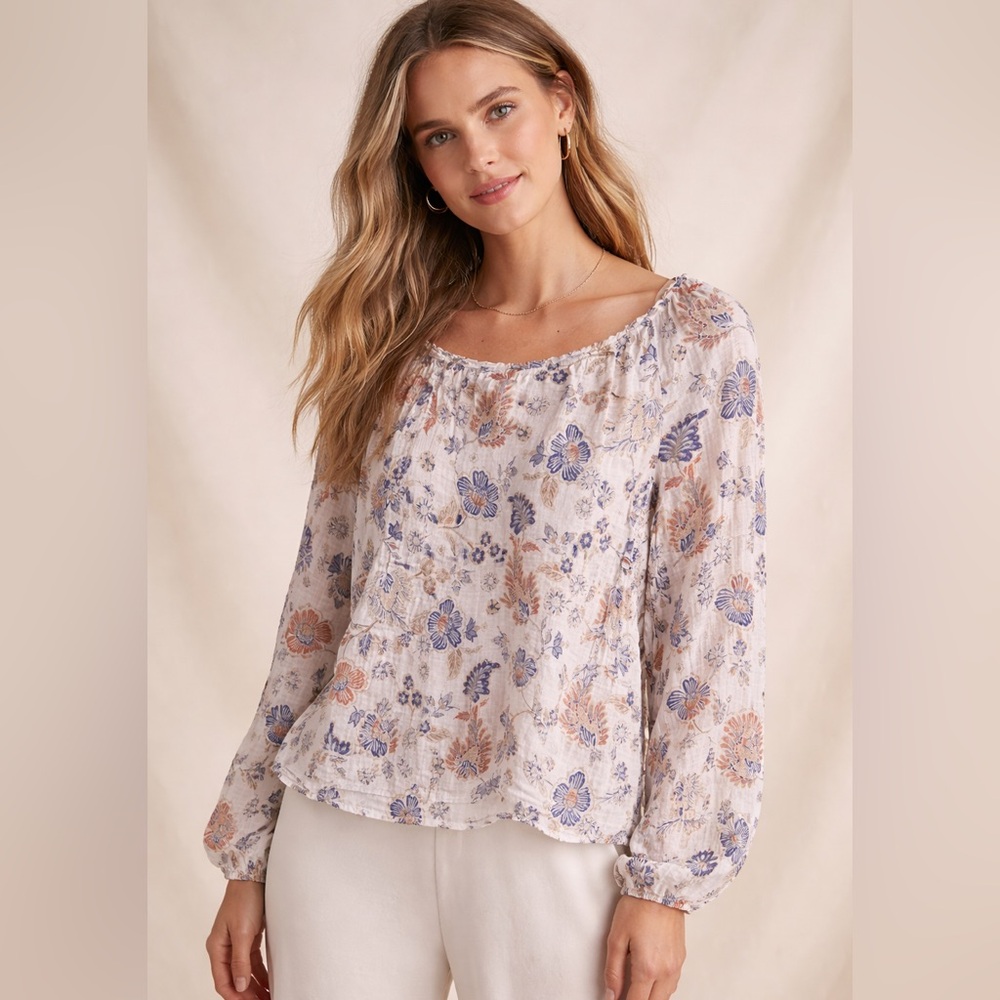 ANA A New Approach M Floral Peasant Blouse Women’s Medium Boho Cottagecore Top